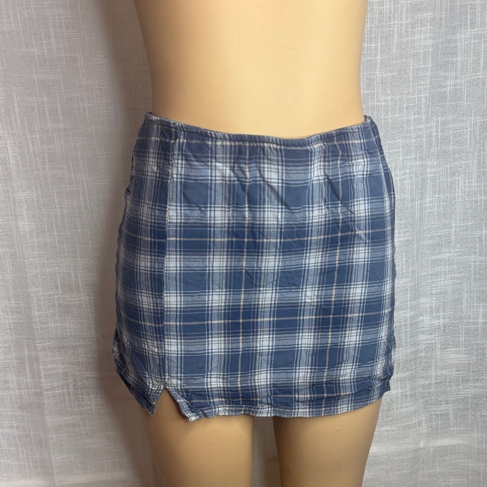 American Eagle Outfitters Blue Plaid Mini Skirt